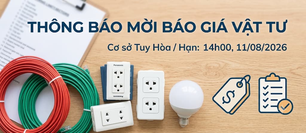 THÔNG BÁO: Về việc báo giá vật tư cần thực hiện tại Cơ sở Tuy Hòa